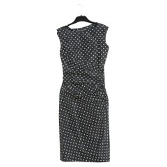 Used Balmain Haute couture SS2000 Black Polka Dot silk Dress US4 