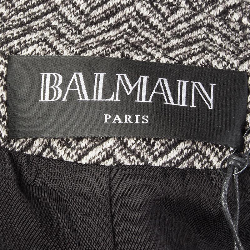 Women's BALMAIN HERRINGBONE wool blend SIGNATURE DOUBLE BREASTED Blazer Jacket 40