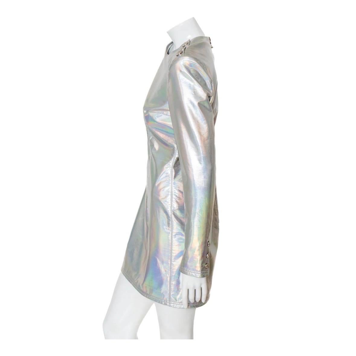 Women's Balmain Holographic Silver Mini Dress