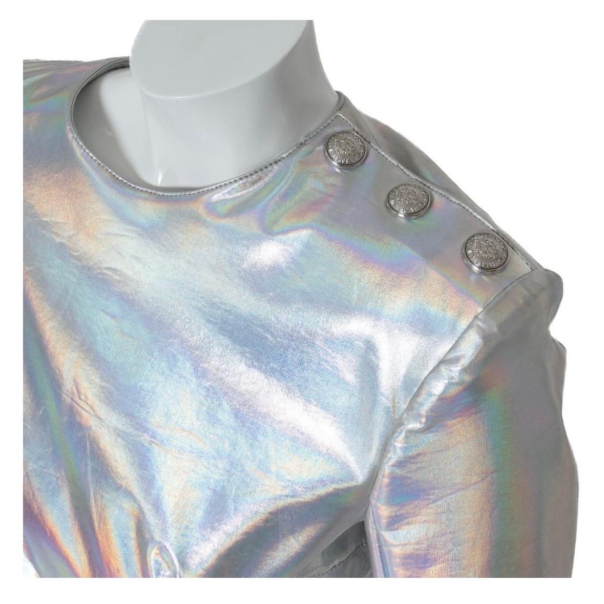 Balmain Holographic Silver Mini Dress 1