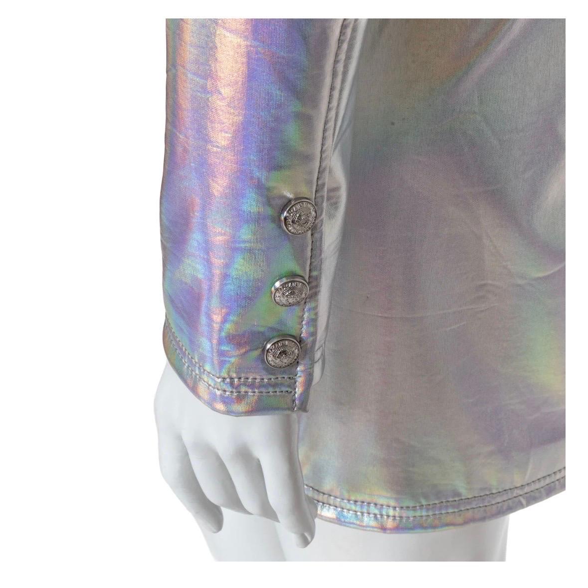 Balmain Holographic Silver Mini Dress 2