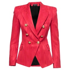 Balmain Hot Pink Jacquard Double Breasted Blazer S