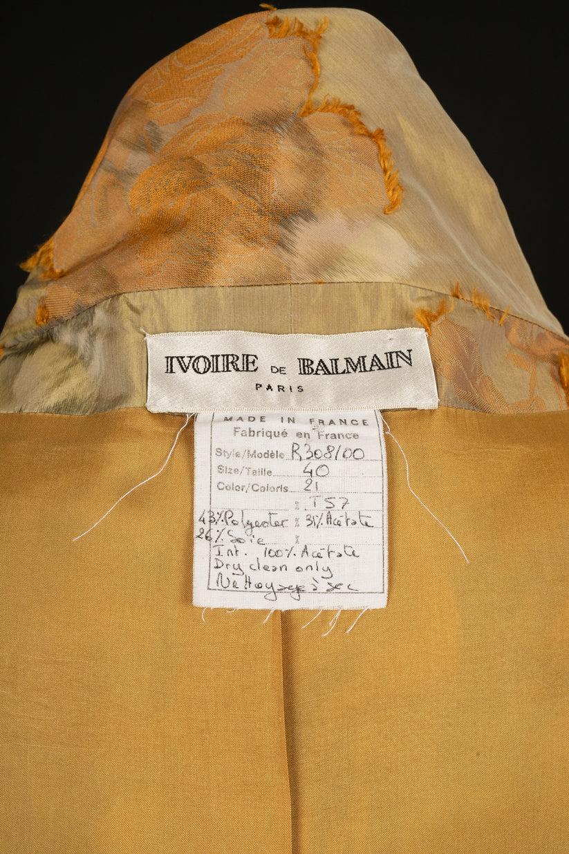 Balmain Ivory Blended Silk Dress Coat For Sale 3
