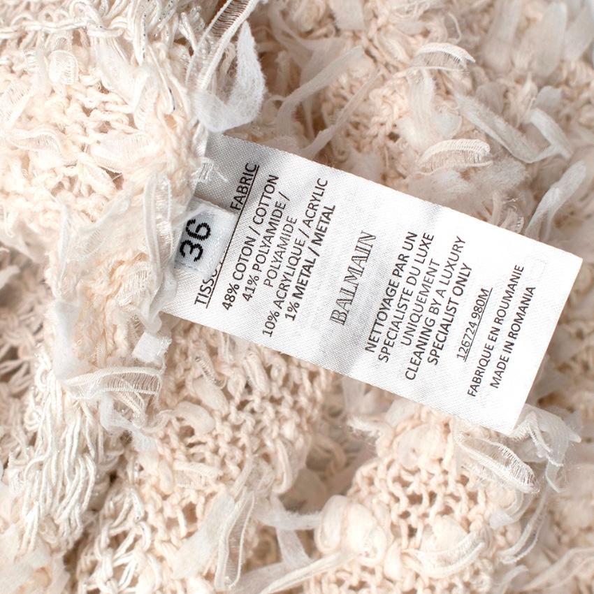 Balmain Ivory Cotton Blent Textured Knit Top - Size US 4  For Sale 3