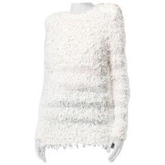 Balmain - Top in maglia testurizzata in cotone misto avorio - Taglia US 4