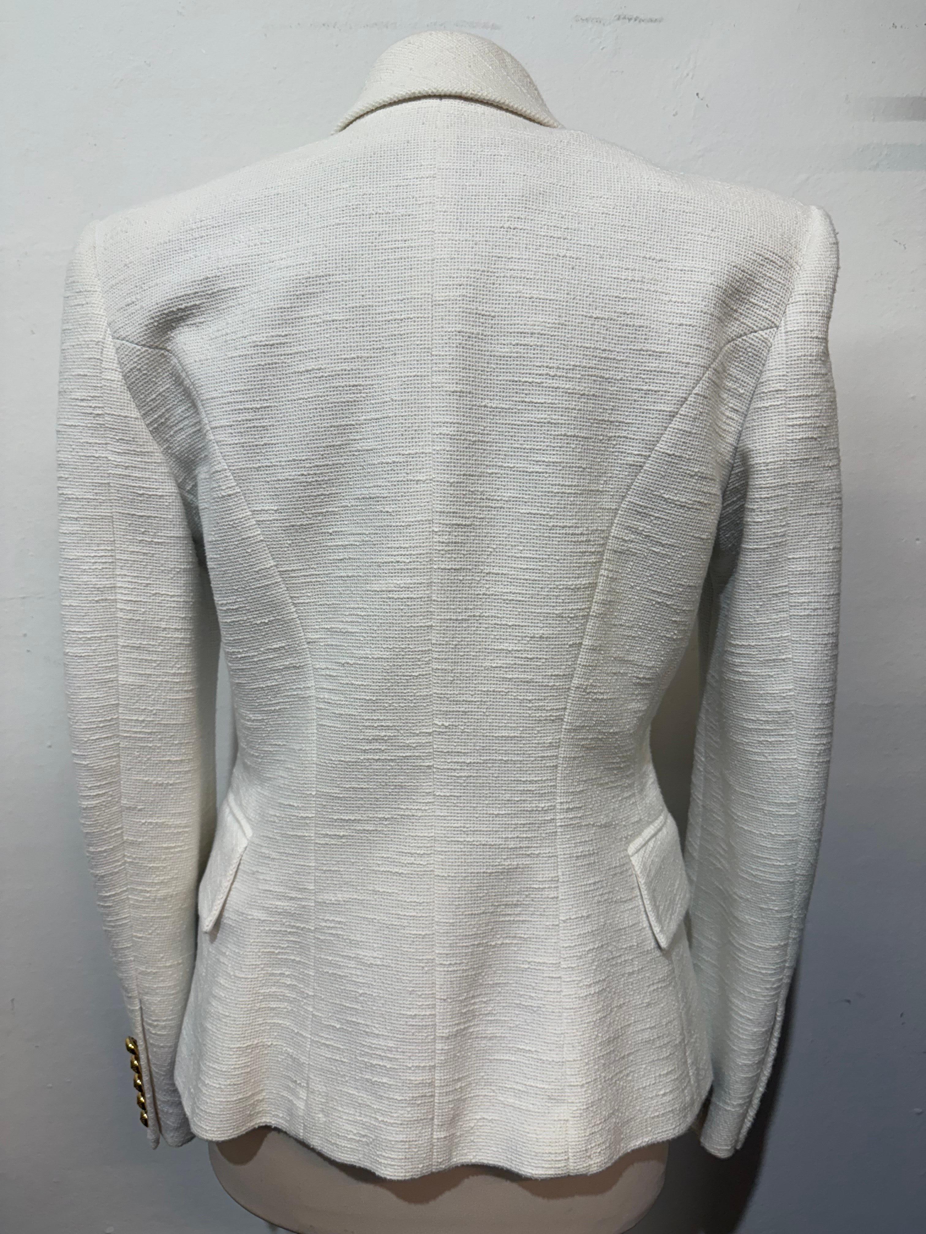 Chaqueta de algodón marfil Balmain IT 40, FR 36 Gris en venta