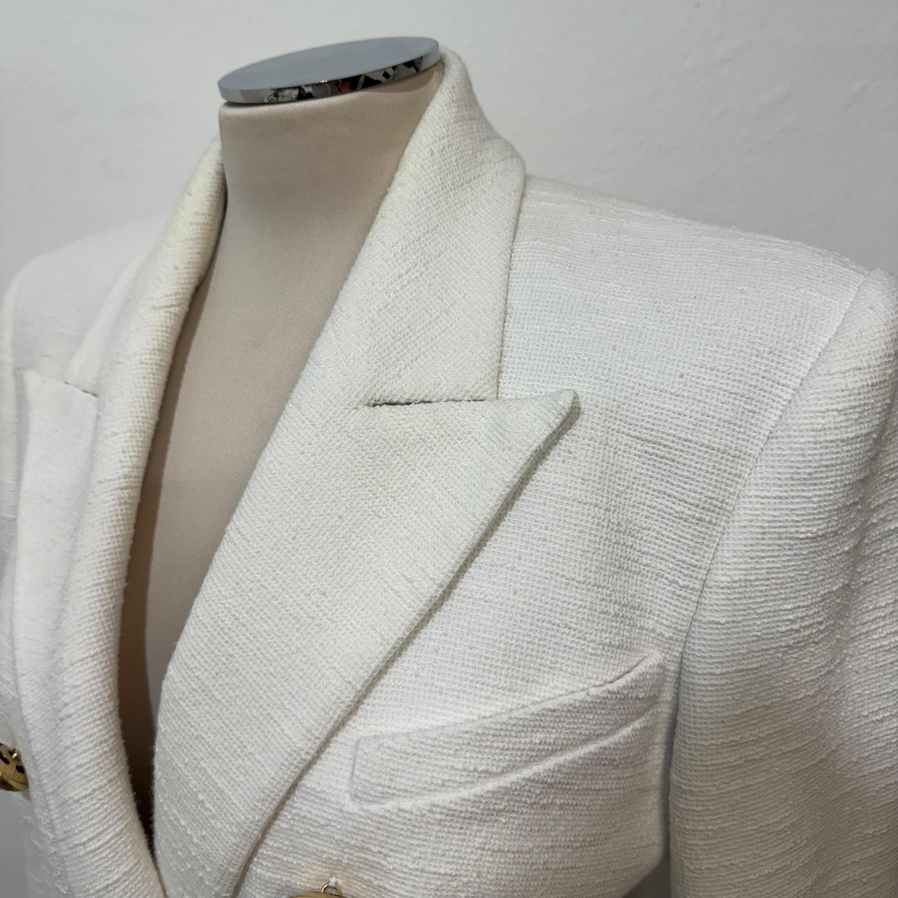De las mujeres Chaqueta de algodón marfil Balmain IT 40, FR 36 en venta