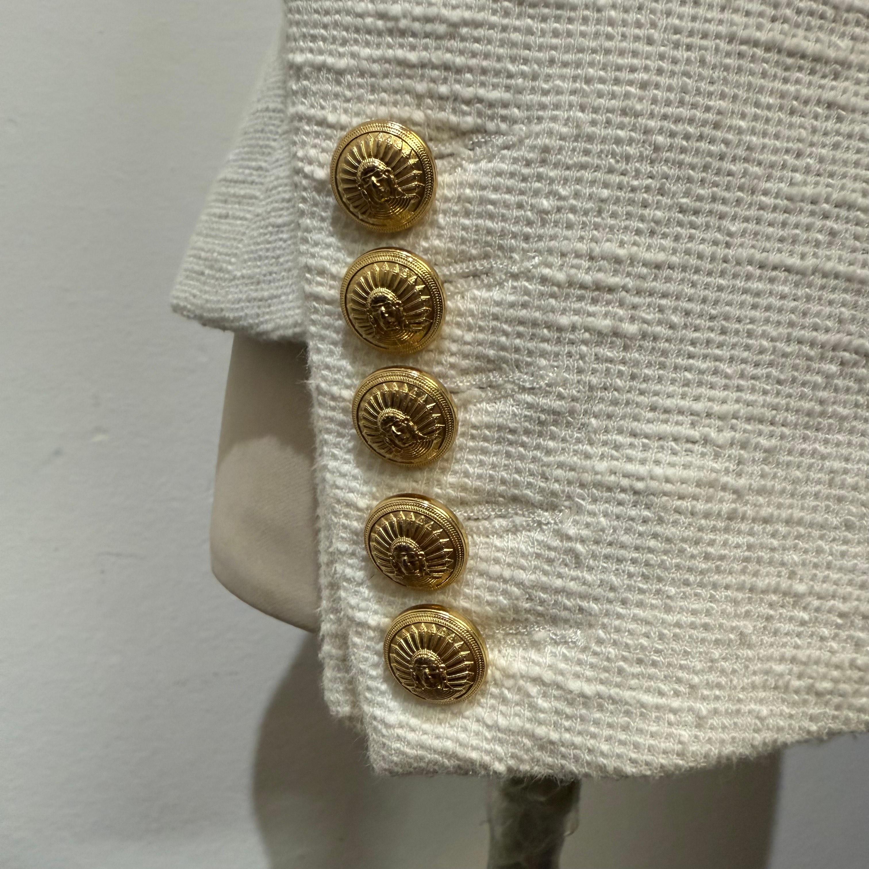 Chaqueta de algodón marfil Balmain IT 40, FR 36 en venta 2