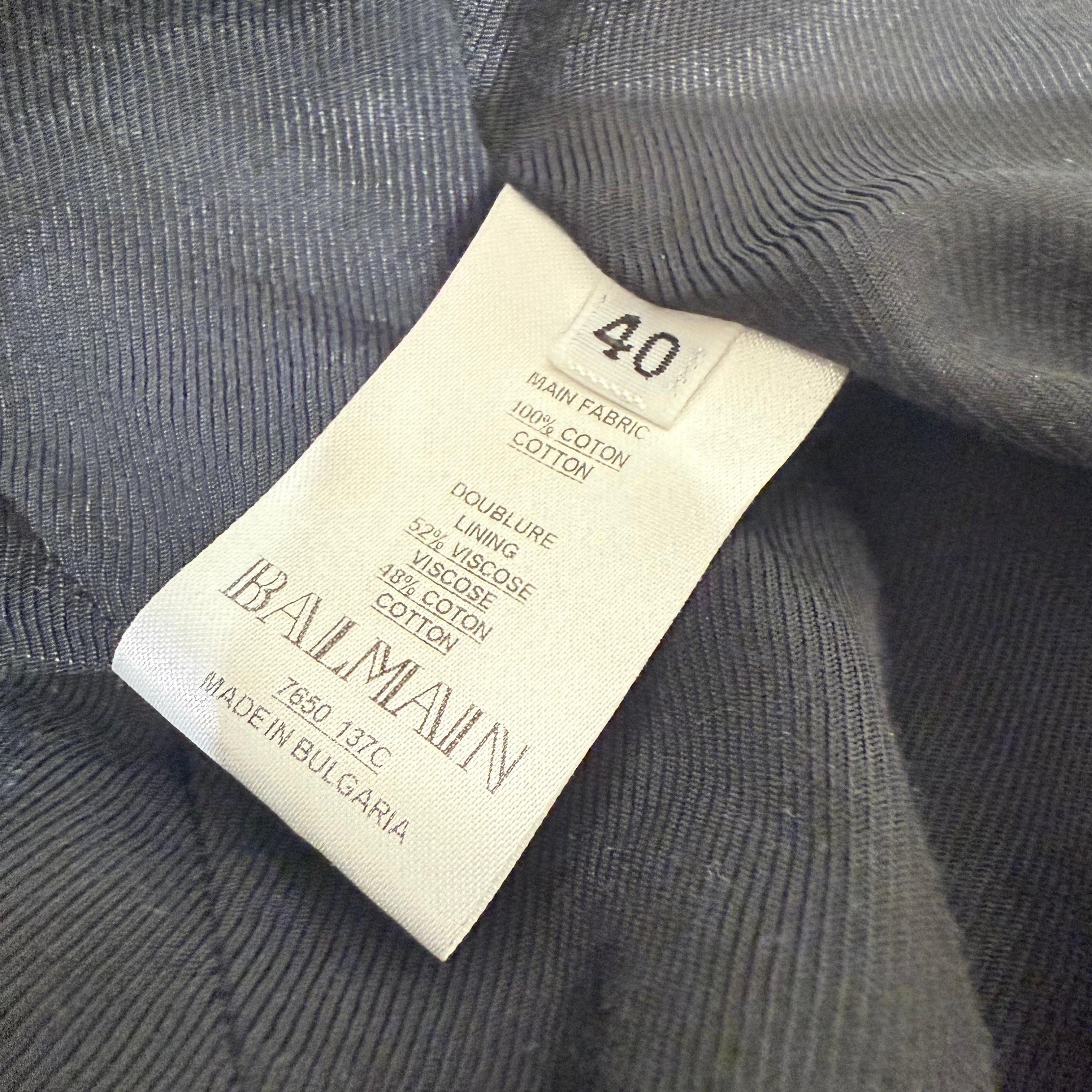 Chaqueta de algodón marfil Balmain IT 40, FR 36 en venta 5