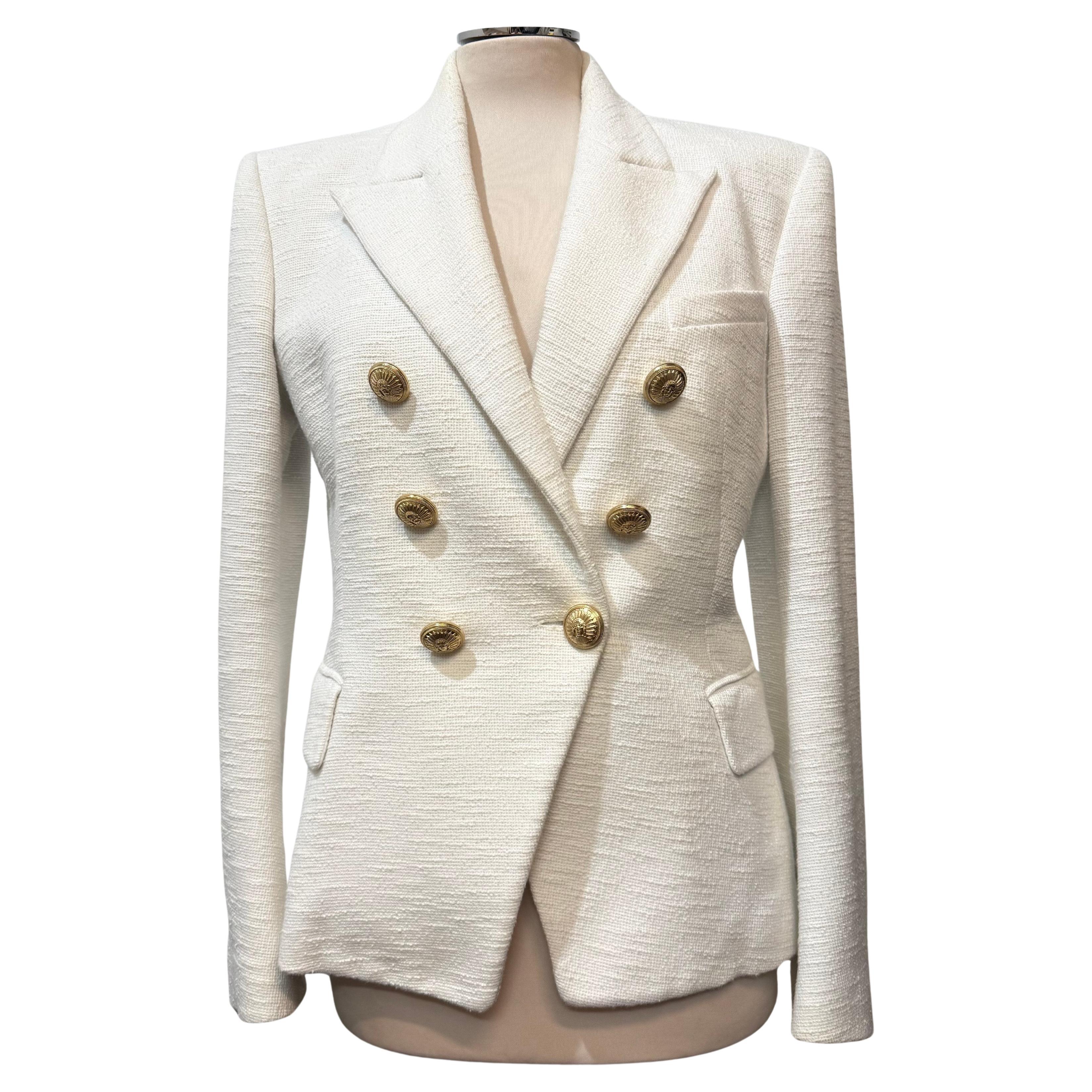 Chaqueta de algodón marfil Balmain IT 40, FR 36 en venta