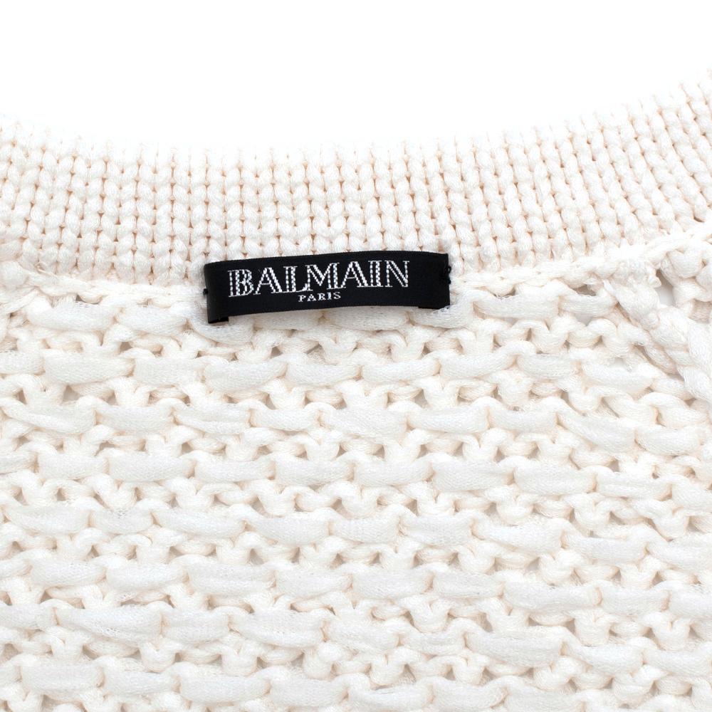 Balmain Ivory Glitter Chunky Knit Jumper - Size US 6 For Sale 4
