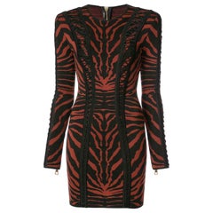 Balmain Jacquard Knit Mini Dress Used Balmain Jacquard Knit Mini Dress