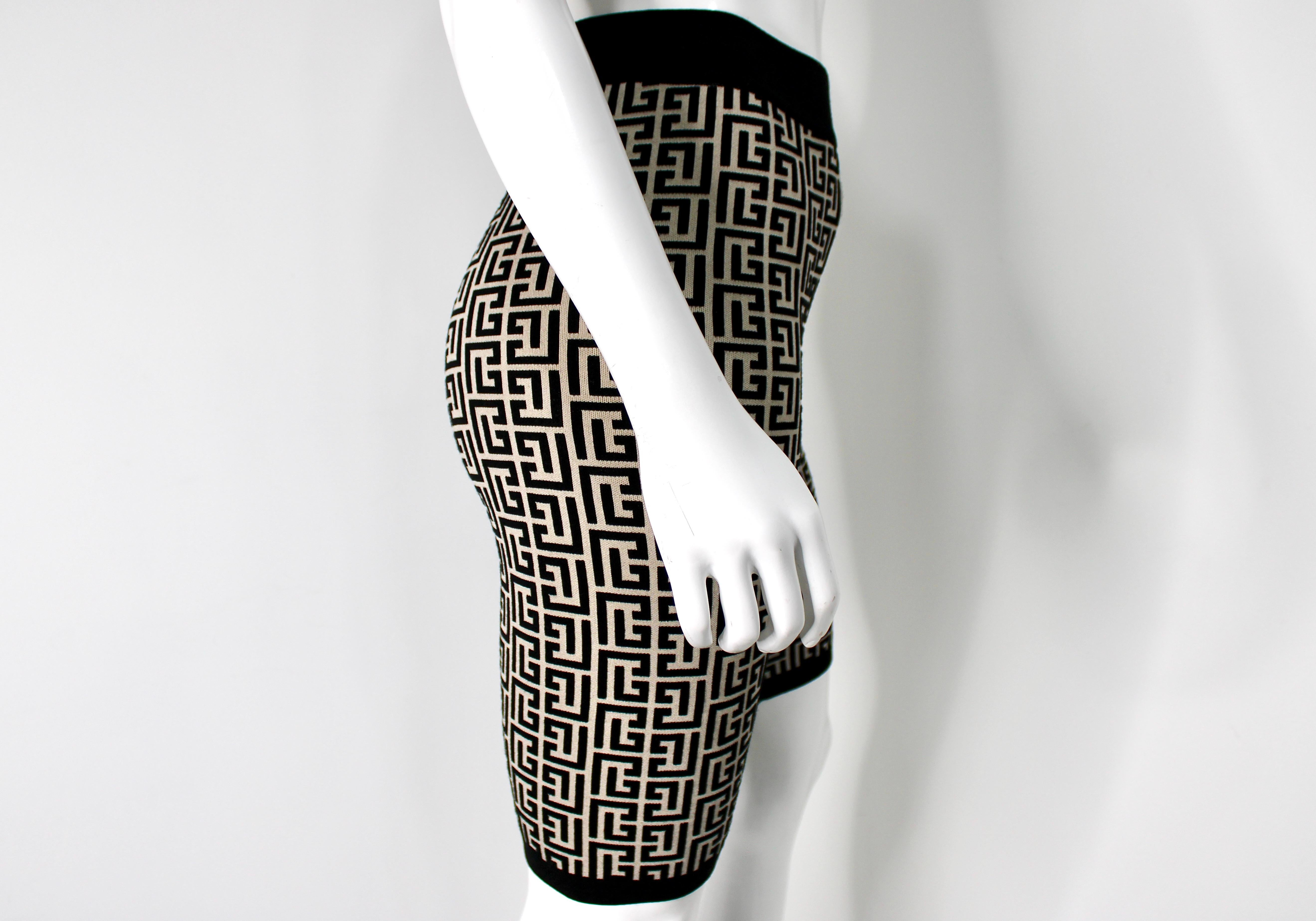 Short de vélo Monogram en maille jacquard de Balmain en vente 4