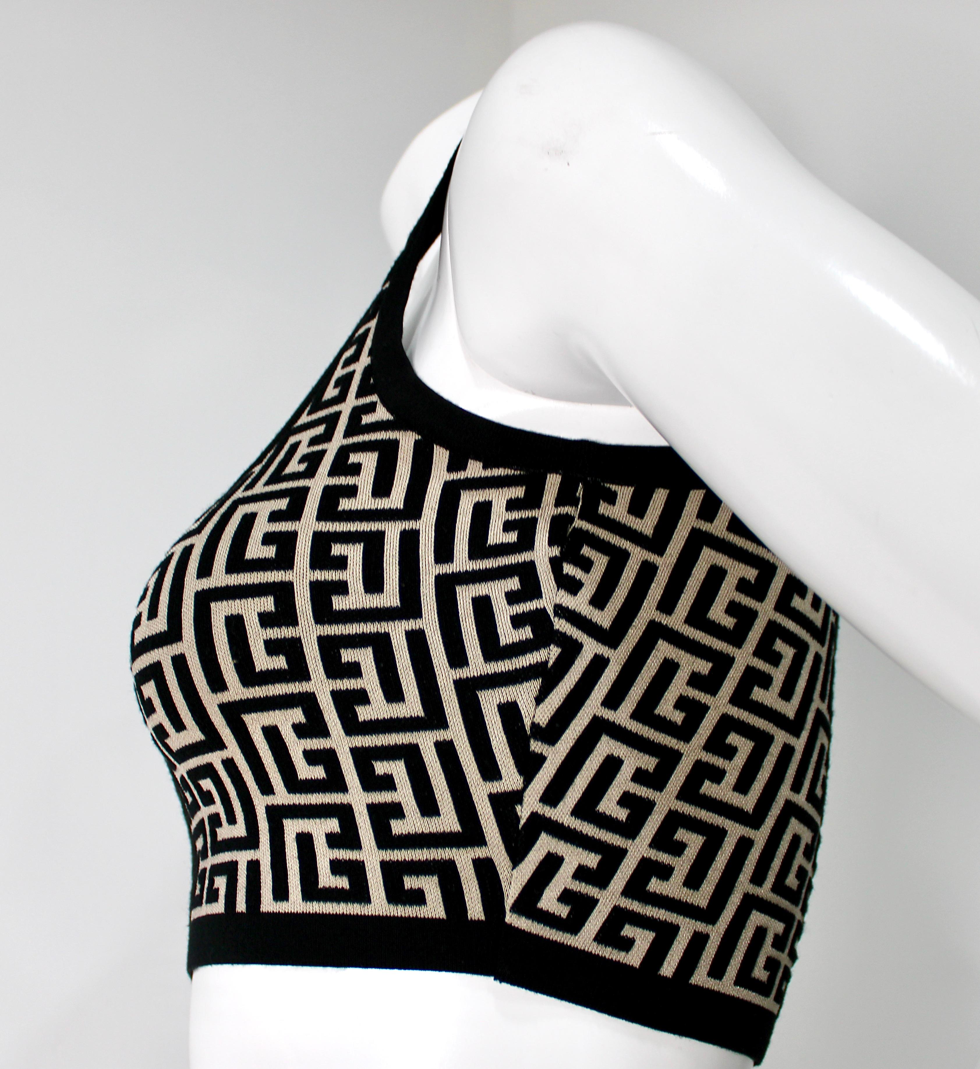 Donna Canotta Balmain in maglia jacquard con Monogram in vendita