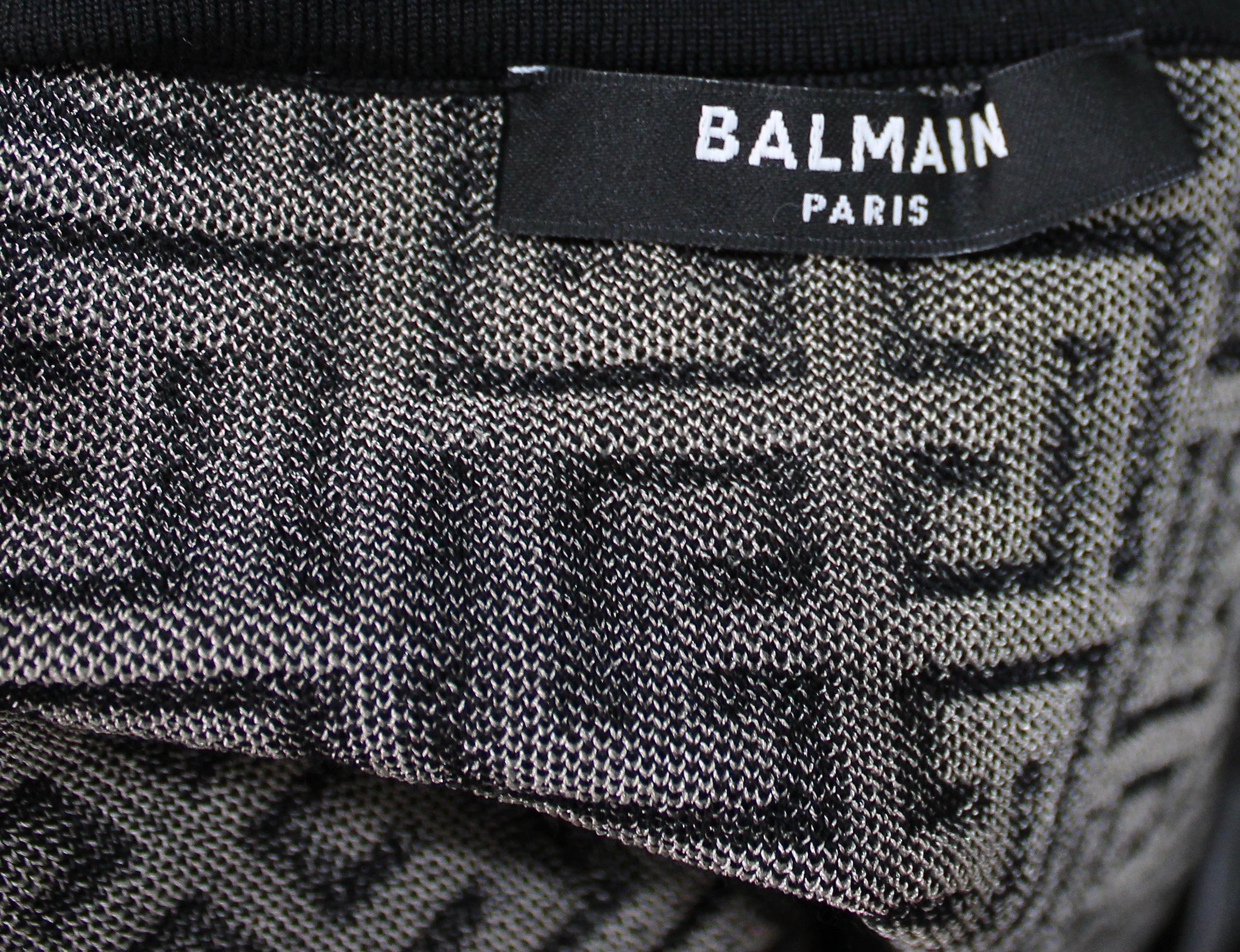 Canotta Balmain in maglia jacquard con Monogram in vendita 2