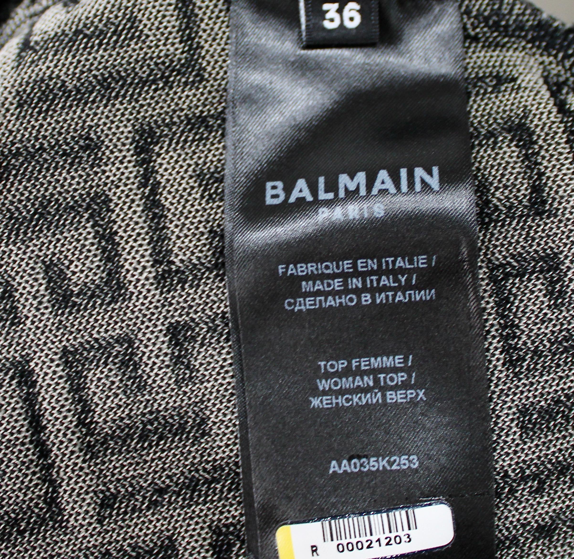 Canotta Balmain in maglia jacquard con Monogram in vendita 4