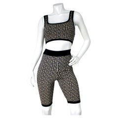 Balmain Jacquard Knit Monogram Cropped Knit Tank Top