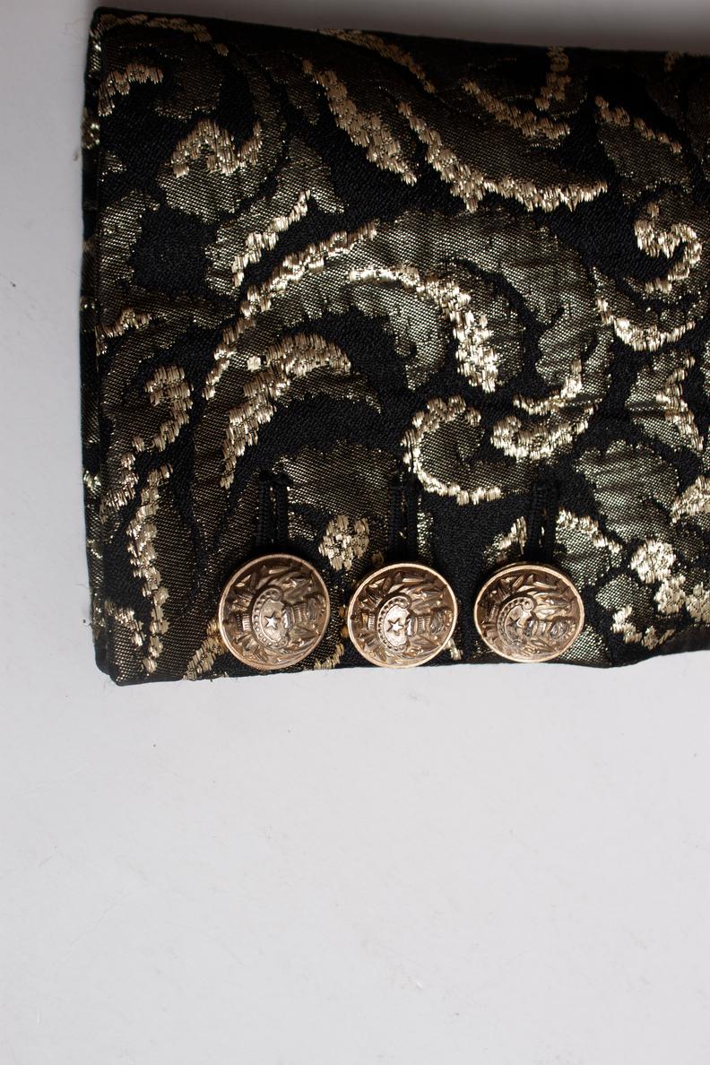 Women's or Men's Balmain, jacquard woven blazer in black and gold For Sale