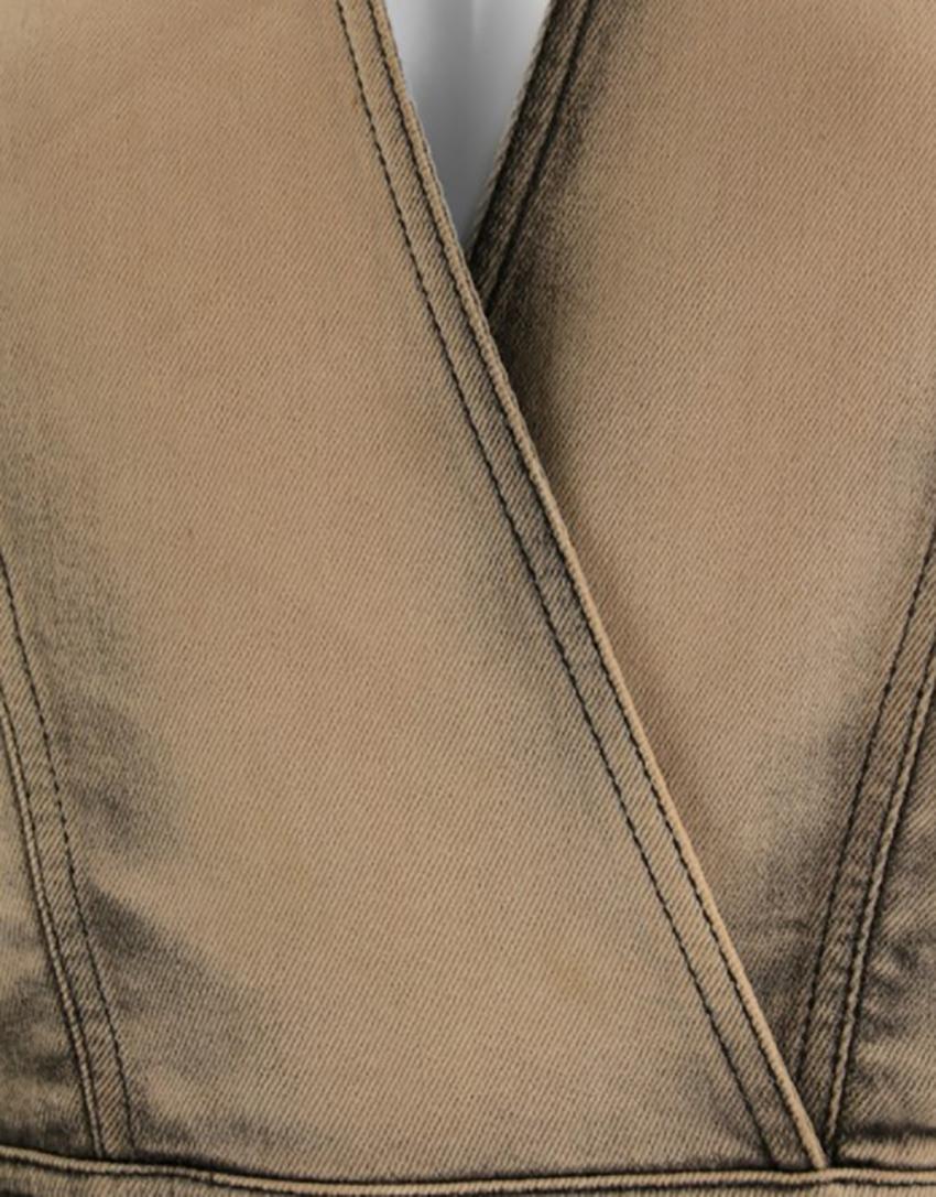 Women's Balmain Jeans Beige Button Up Dress with Gold Tone Lion Buttons  EU 42