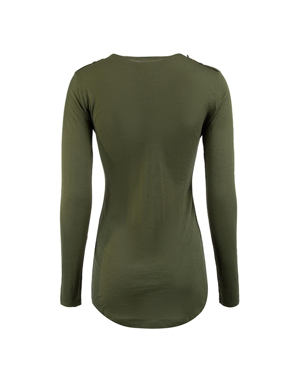 Balmain Khaki Wool Buttoned Military Top Size S In Excellent Condition In London, GB