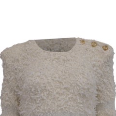 Maglione Balmain a collo tondo in cotone bianco