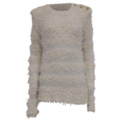 Maglione Balmain a collo tondo in cotone bianco