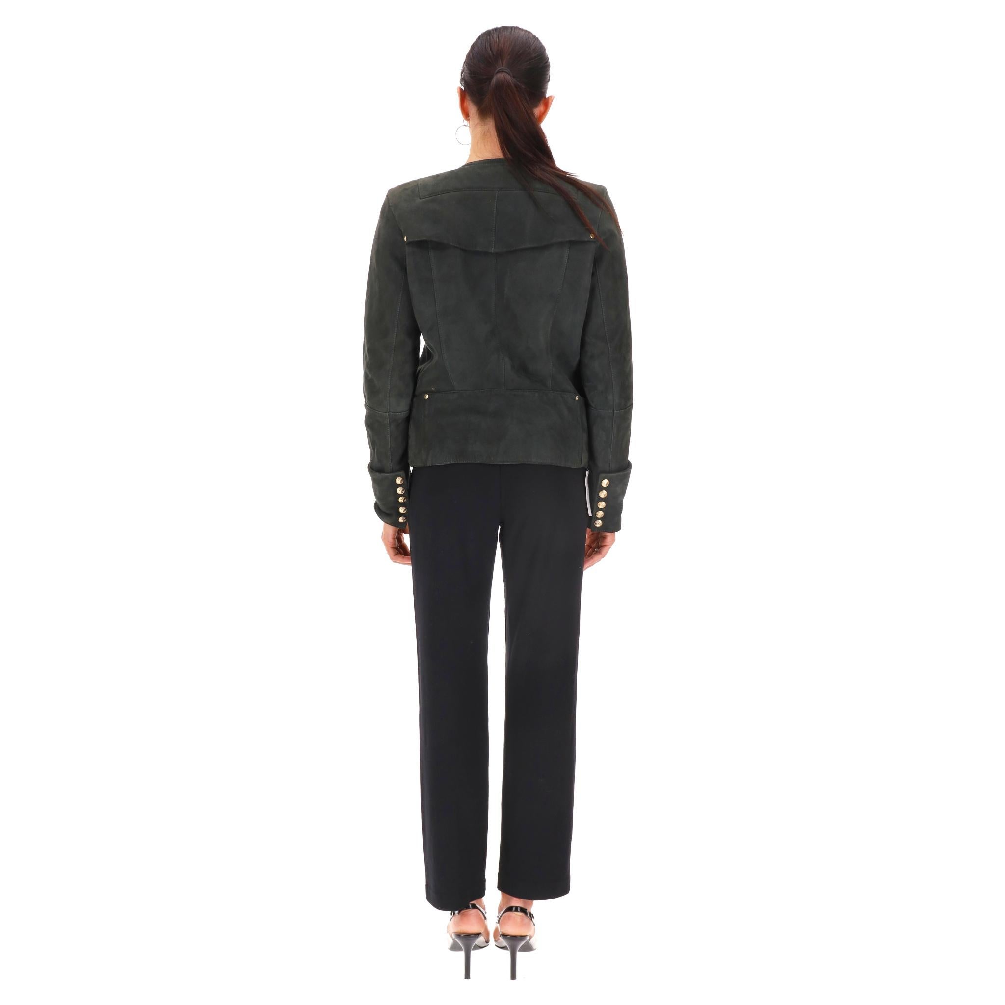 Balmain Bikerjacke aus Lammwildleder und Shearling im Zustand „Gut“ im Angebot in London, GB