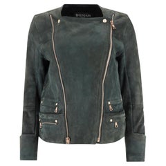 Balmain Lambskin Suede & Shearling Biker Jacket
