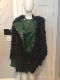 Balmain Leather and Fur Coat, Size 38