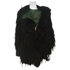 Used Balmain Leather and Fur Coat, Size 38