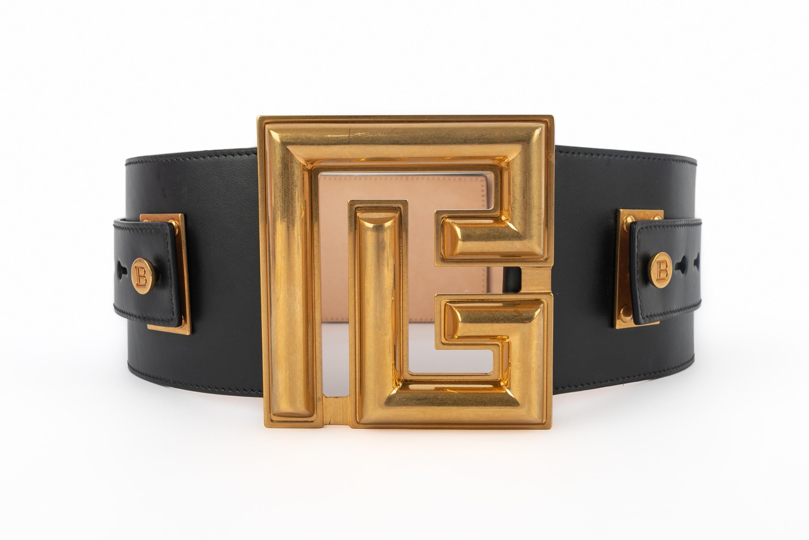 Beige Balmain leather belt in vendita