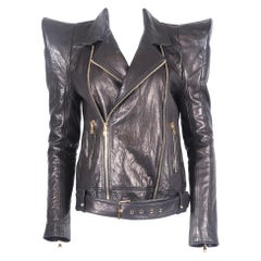 Balmain Leather Biker Jacket Fr 40 Uk 12