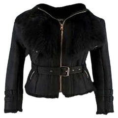 Used Balmain Leather Fur Trimmed Jacket