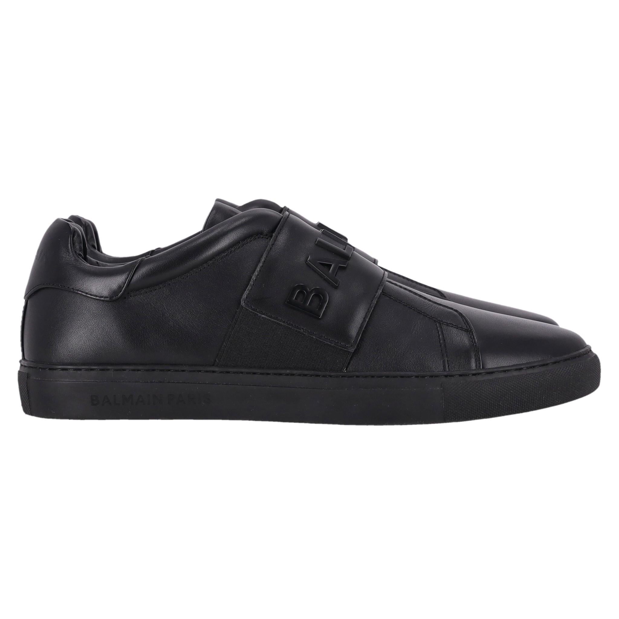 Balmain Leather Logo Slip-on Sneakers In Excellent Condition In London, GB