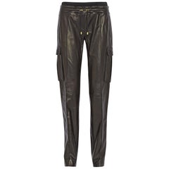 Balmain Leather Straight-Leg Trousers 