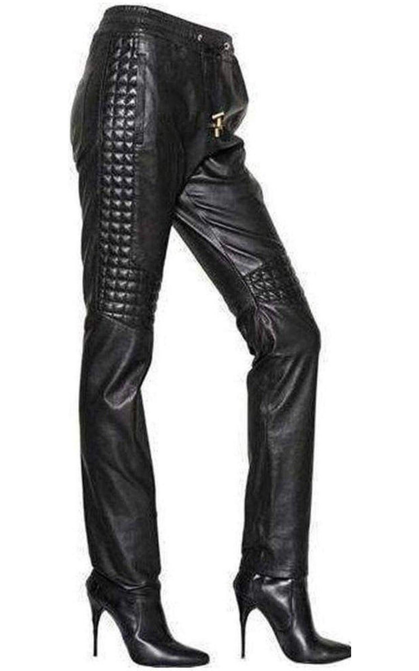 Balmain Leder-Hosenhose FR 42 (Schwarz) im Angebot