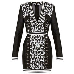 Balmain Leopard Jacquard Knit Mini Dress