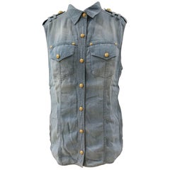 Balmain Light Blue Denim Shirt