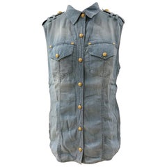 Balmain Light Blue Denim Shirt