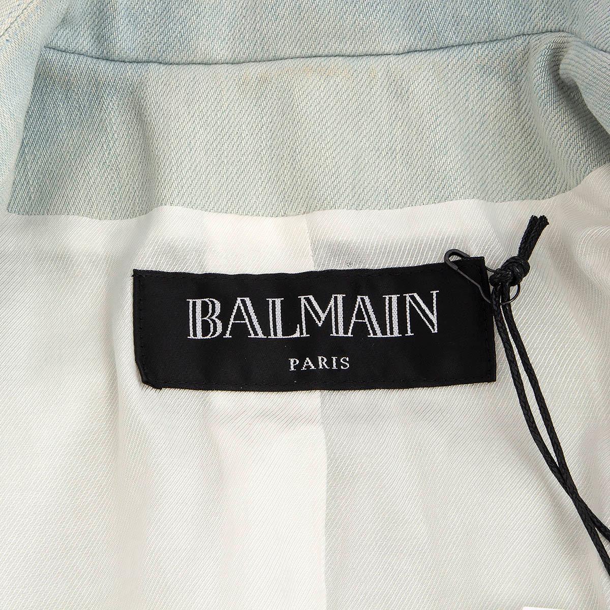 BALMAIN light blue SINGLE BREASTED DENIM Blazer Jacket 36 XS For Sale 3