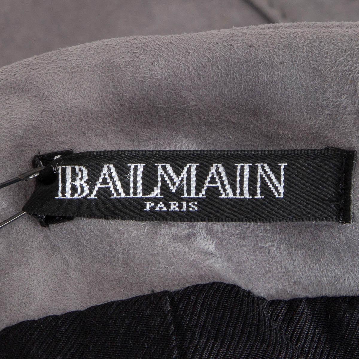 BALMAIN light grey suede 2016 VERTICAL SEAMS MINI Skirt 36 XS For Sale 2