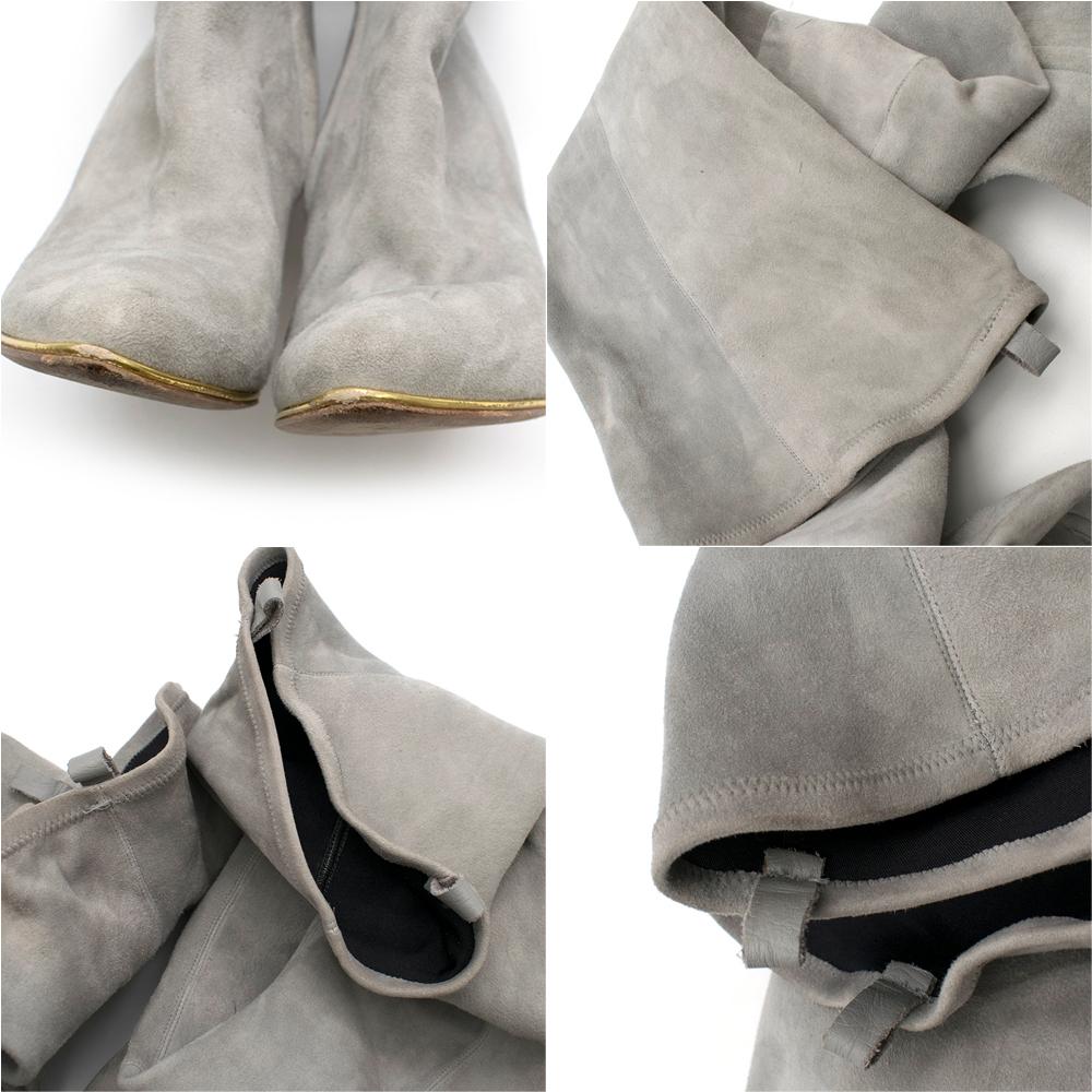 Women's Balmain Light Grey Suede Thigh-High Heeled Boots 39
