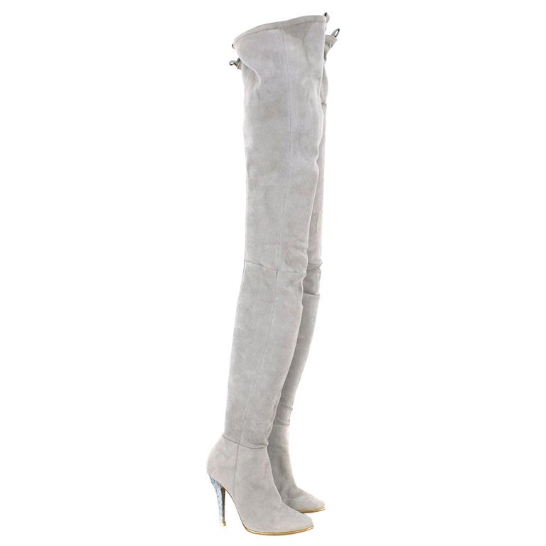Subtle Glamour: Dive into Balmain's Grey Thigh High Boots