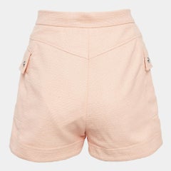 Balmain Light Orange Canvas Button Embellished High-Waist Shorts S
