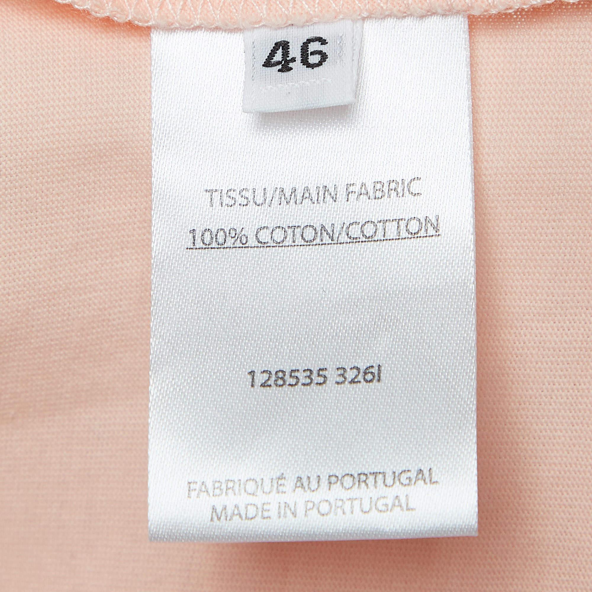 Balmain Light Orange Logo Print Cotton Button Detailed Tank Top XL For Sale 1