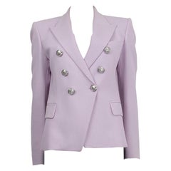 balmain lilac blazer BALMAIN lilac purple wool SIGNATURE DOUBLE BREASTED Blazer Jacket 38 S