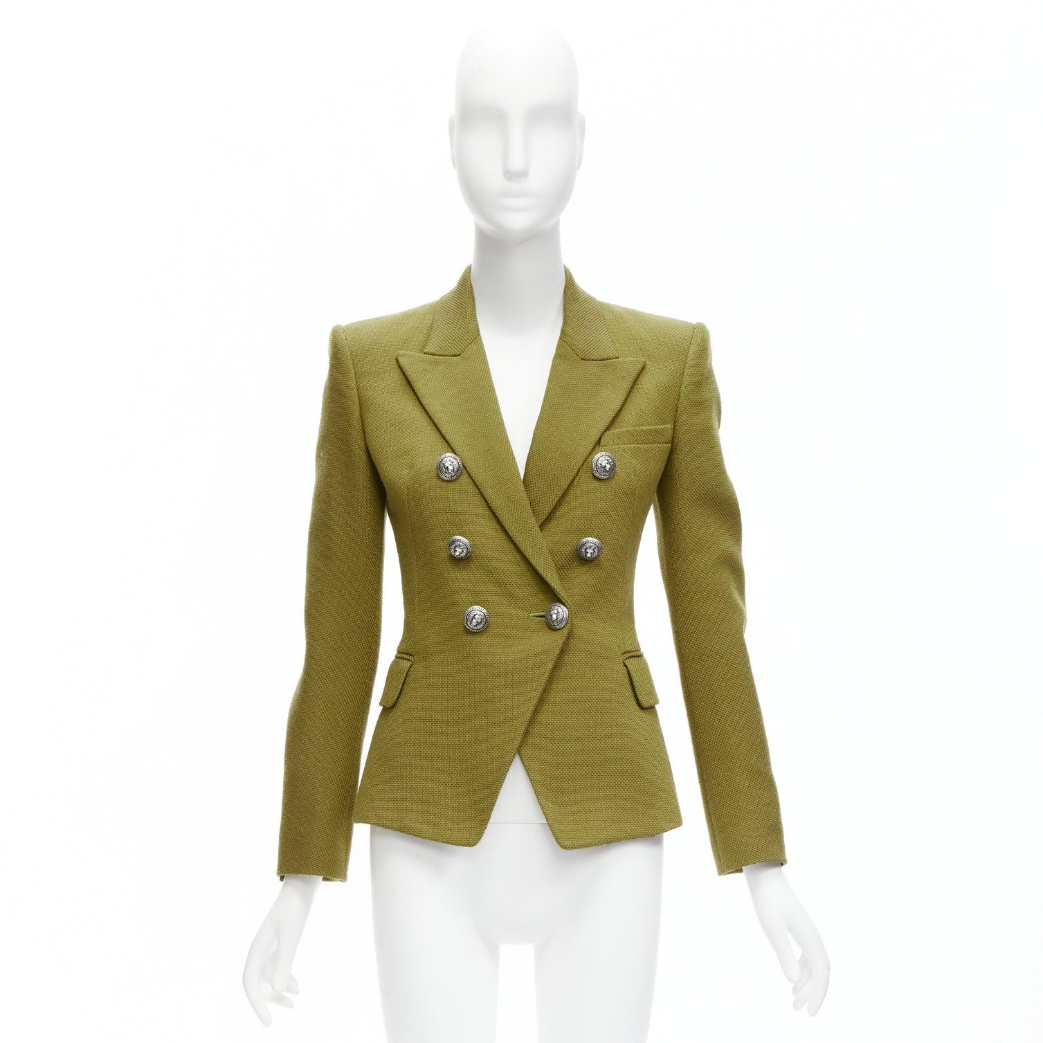BALMAIN lion button flap pockets double breast military blazer jacket FR38 M For Sale 4