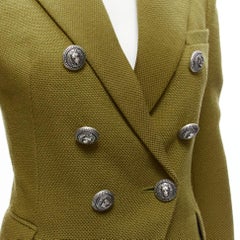 BALMAIN lion button flap pockets double breast military blazer jacket FR38 M
