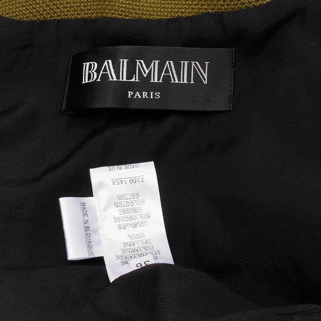 BALMAIN lion button flap pockets double breast military blazer jacket FR38 M For Sale 3