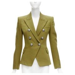 BALMAIN lion button flap pockets double breast military blazer jacket FR38 M